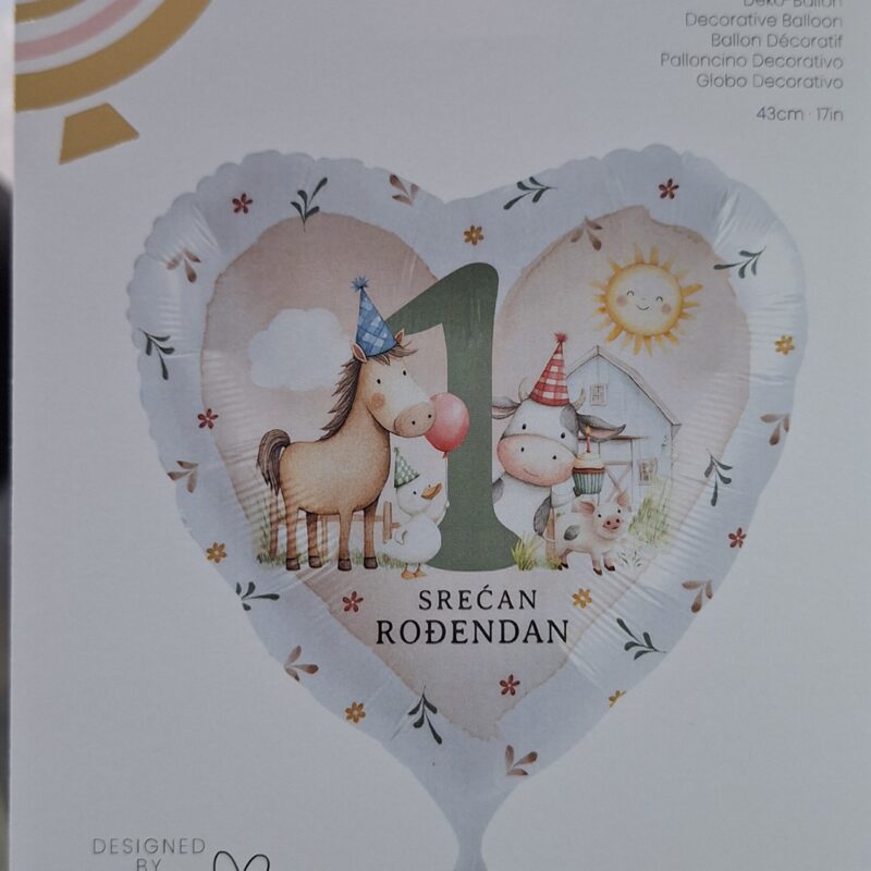 Folija 18" Srećan Prvi Rođendan Farma