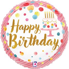 Folija 9" Birthday Pink Party Saten
