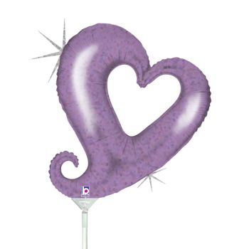 Folija 14" Šuplje srce lila gliter