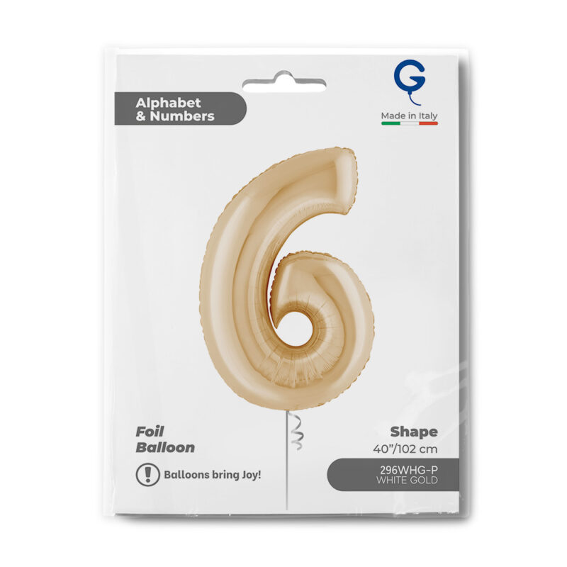 Folija Balon broj 6 White Gold